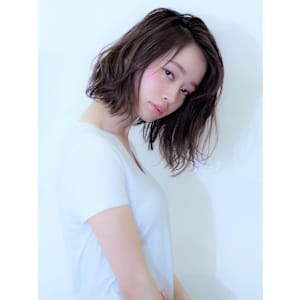 デジタルパーマ×外ハネボブ×ショコラベージュ　前髪