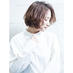 ショコラベージュ×ワンカールボブ　前髪