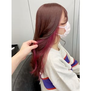 【インナーカラー】ツヤ髪ピンクイヤリングカラー