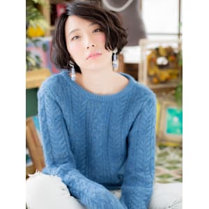 抜け感アシンメトリー前下がり小顔ミニボブ　ボブパーマ