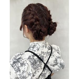 ヘアアレンジ＊編み込みツインアレンジ