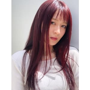 暖色系　ピンクブラウン　カシスカラー　ロングレイヤー　艶髪