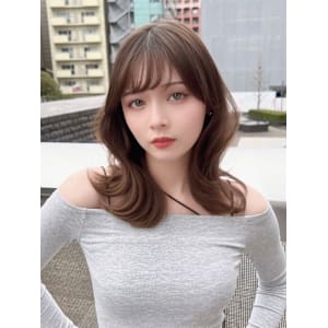 2wayバング韓国ヘア前髪シースルーミディアムくびれヘア顔周