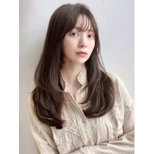 大人美人斜めバングくびれデジタルパーマ毛先丸みパーマ