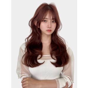 大人美人ハイレイヤーぱっつん前髪黒髪ロングワイドバンクカール