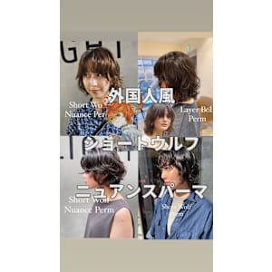 外国人風パーマ/前髪パーマ/ショートパーマ/ボブパーマ