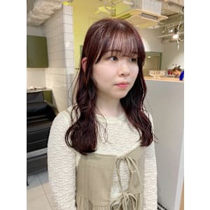 ミディアム顔周りレイヤーおくれ毛前髪名駅/名古屋