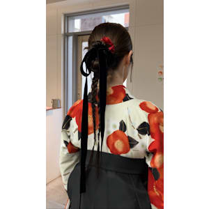 ロング　タイト　ヘアアレンジ　リボン　卒業式ヘア　袴