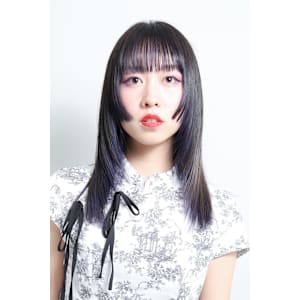 黒髪ウルフカット姫カットロングウルフレイヤーカット