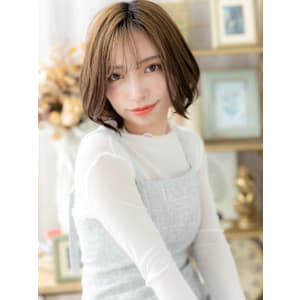 丸みフォルムオンブレ小顔くびれヘアボブルフ　シルキーベージュ