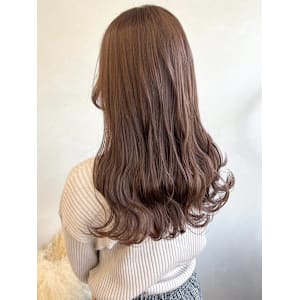 ブリーチなし透明感カラー明るめラベンダーベージュ＊コテ巻き