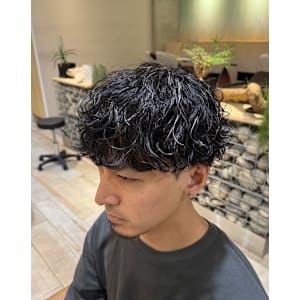 パーマ×メッシュキャップ