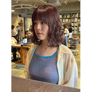 【ゆるふわ◎】ボブパーマ×ピンクブラウン