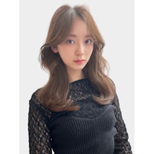 美髪デジタルパーマ薄めバング丸みワンカールシースルーバング