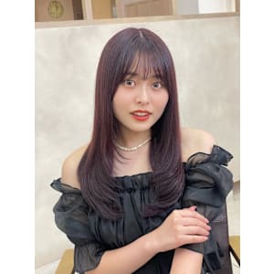 艶ストレート　ピンクブラウン　髪質改善カラー　20代30代