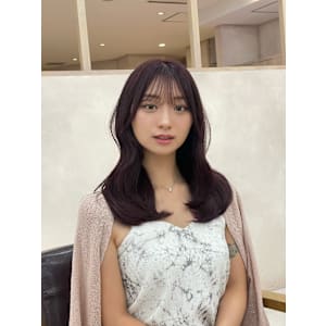 ブリーチなしカラー　艶感　ピンクベージュカラー　くびれミディ