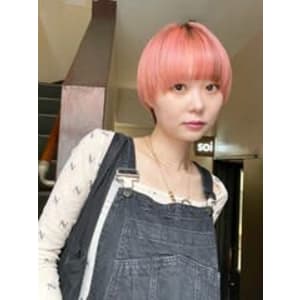 【coral】マッシュショート_コーラルピンク_ケアブリーチ