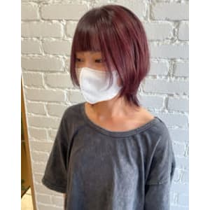 ワインレッド✕ウルフカット