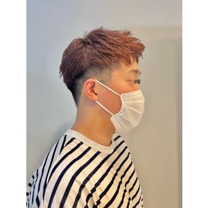 【立川】レッドブラウン×アップバング【メンズカット】