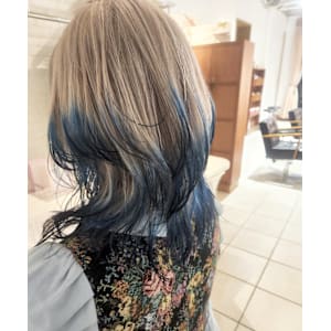 裾カラーブルーブラックミルクティー