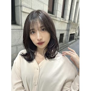 大人可愛い暗髪ミディアムヘア/銀座/有楽町30代40代50代