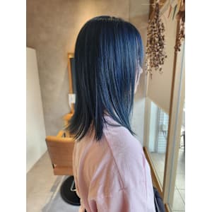 ネイビー　ブルー　ダブルカラー　外はね