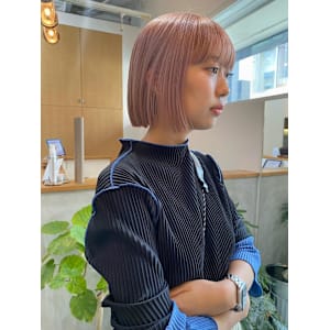 ピンクベージュ/ハイトーンボブ_下北沢