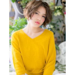 アンニュイ顔…前下がりくせ毛風エアリーボブ　ボブパーマ