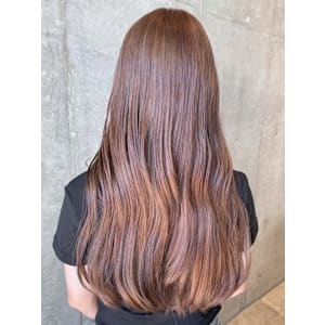 ピンクブラウン　艶髪　髪質改善　ゆるめカール　ブリーチなし