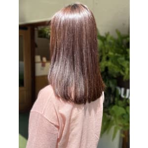 ピンクブラウンカラー　ストレート　髪質改善　トリートメント