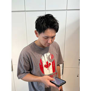 メンズショートアップバング