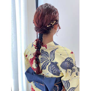 【浴衣ヘア】編み下ろしヘア