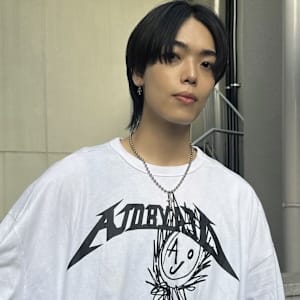 メンズウルフ×センターパート