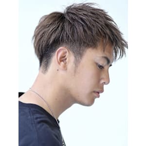 ツーブロック 刈り上げ アップバング ベリーショート