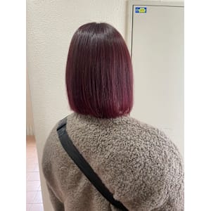 レッドブラウンボブケアブリーチダブルカラー所沢