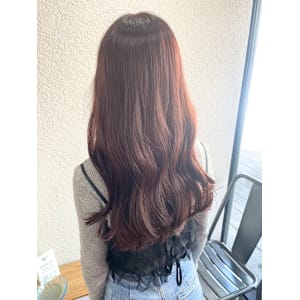 ピンクブラウンロング前髪イメチェン所沢ケアブリーチ