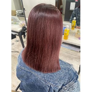 レッドブラウンベルボブ前髪カットイメチェン所沢練馬