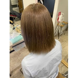 ミルクティーベージュボブケアブリーチ前髪イメチェン所沢