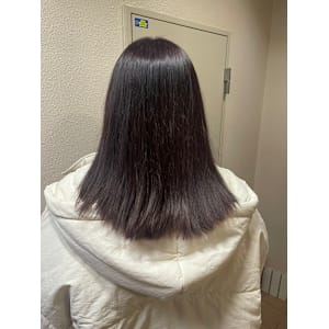 ダークグレージュミディアム前髪カットイメチェン所沢