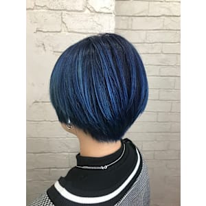 ショートボブネイビーブルーケアブリーチ所沢練馬