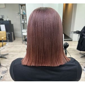 ピンクベージュケアブリーチボブ所沢練馬前髪イメチェン