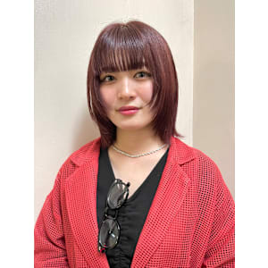 顔周りレイヤーボブ_暖色カラー