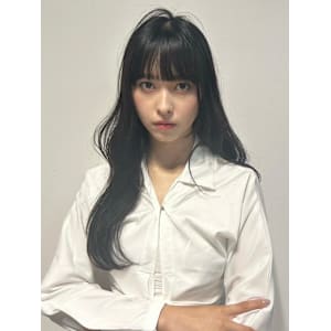 韓国風ワンホンヘア地毛風ブルーブラック