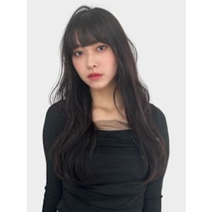 地毛風ブルーブラック韓国風ウェーブヘア