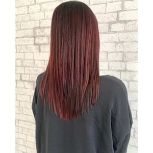 セミロング　ボルドー　ワインレッド