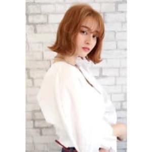 【ワンレンボブ】シースルーバング　オレンジ