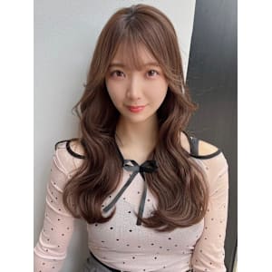 大人美人艶ベージュ小顔カット透明感レイヤーロング