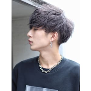 シャドウパーマ シルバーアッシュ マッシュ ツーブロック