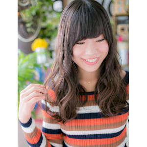 大人かわいい♪やわらかフレアカール　アッシュブラック