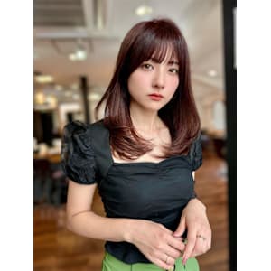 レイヤーカット/レイヤーロング/ワンカールピンクベージュ